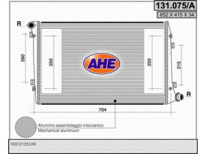 AHE 131.075/A radiatorius, variklio aušinimas 
 Aušinimo sistema -> Radiatorius/alyvos aušintuvas -> Radiatorius/dalys
1K0121251AK