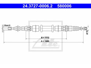 ATE 24.3727-0006.2 trosas, stovėjimo stabdys 
 Stabdžių sistema -> Valdymo svirtys/trosai
60577826, 60806310, 60812799, 7615342