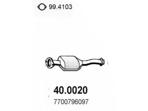 ASSO 40.0020 katalizatoriaus keitiklis 
 Išmetimo sistema -> Katalizatoriaus keitiklis
7700787231, 7700796097, 8671013512