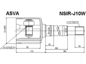 ASVA NSIR-J10W jungčių komplektas, kardaninis velenas 
 Ratų pavara -> Sujungimai/komplektas
39771-JD24C