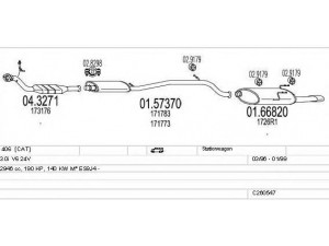 MTS C260547009621 išmetimo sistema 
 Išmetimo sistema -> Išmetimo sistema, visa