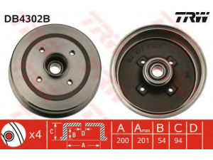 TRW DB4302B stabdžių būgnas 
 Stabdžių sistema -> Būgninis stabdys -> Stabdžių būgnas
418001, 9004417, 9156697, 9196290