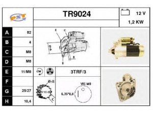 SNRA TR9024 starteris 
 Elektros įranga -> Starterio sistema -> Starteris
M1T74491, 7700260710, 7700300501