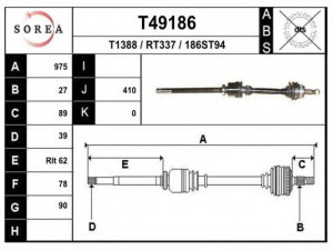 EAI T49186 kardaninis velenas 
 Ratų pavara -> Kardaninis velenas
7700105446, 7700872602, 7700872603