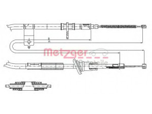 METZGER 17.2511 trosas, stovėjimo stabdys 
 Stabdžių sistema -> Valdymo svirtys/trosai
5976022100, 5976022110