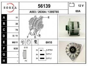 EAI 56139 kintamosios srovės generatorius 
 Elektros įranga -> Kint. sr. generatorius/dalys -> Kintamosios srovės generatorius
FMR8107039, YLE10019, YLE10072