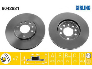 GIRLING 6042931 stabdžių diskas 
 Stabdžių sistema -> Diskinis stabdys -> Stabdžių diskas
46836491, 468364910, 46844071, 51819733