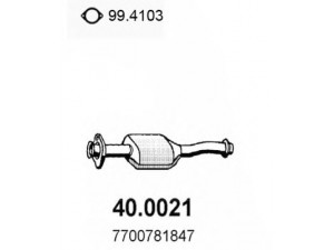 ASSO 40.0021 katalizatoriaus keitiklis 
 Išmetimo sistema -> Katalizatoriaus keitiklis
7700781847, 7701466858