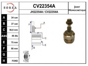EAI CV22354AK jungčių komplektas, kardaninis velenas 
 Ratų pavara -> Sujungimai/komplektas