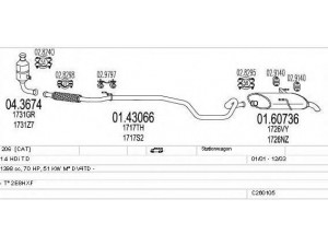 MTS C260105006007 išmetimo sistema 
 Išmetimo sistema -> Išmetimo sistema, visa