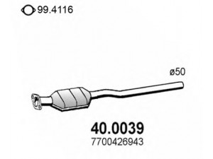ASSO 40.0039 katalizatoriaus keitiklis 
 Išmetimo sistema -> Katalizatoriaus keitiklis
7700420354, 7700426343, 7700426943