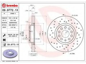 BREMBO 09.9772.1X stabdžių diskas 
 Dviratė transporto priemonės -> Stabdžių sistema -> Stabdžių diskai / priedai
1K0615301AA, 1K0615301AA, 1K0615301AA