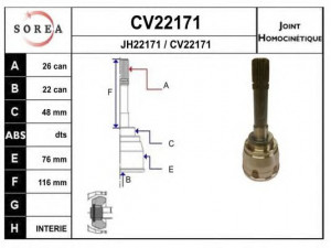EAI CV22171K jungčių komplektas, kardaninis velenas 
 Ratų pavara -> Sujungimai/komplektas