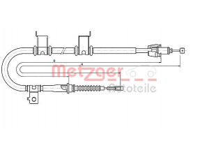 METZGER 17.6052 trosas, stovėjimo stabdys 
 Stabdžių sistema -> Valdymo svirtys/trosai
59760-1H400