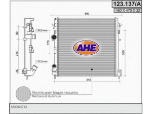 AHE 123.137/A radiatorius, variklio aušinimas 
 Aušinimo sistema -> Radiatorius/alyvos aušintuvas -> Radiatorius/dalys
8200072713