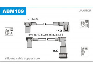 JANMOR ABM109 uždegimo laido komplektas 
 Kibirkšties / kaitinamasis uždegimas -> Uždegimo laidai/jungtys