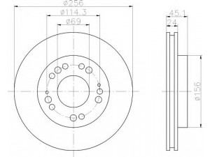HELLA 8DD 355 106-351 stabdžių diskas 
 Dviratė transporto priemonės -> Stabdžių sistema -> Stabdžių diskai / priedai
MB950849, MB950849A, MB950874