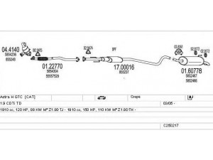 MTS C250217005345 išmetimo sistema 
 Išmetimo sistema -> Išmetimo sistema, visa