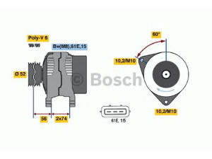 BOSCH 0 123 315 022 kintamosios srovės generatorius 
 Elektros įranga -> Kint. sr. generatorius/dalys -> Kintamosios srovės generatorius
12 31 1 435 427