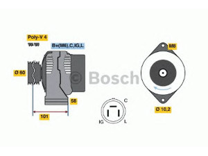 BOSCH 0 986 045 911 kintamosios srovės generatorius 
 Elektros įranga -> Kint. sr. generatorius/dalys -> Kintamosios srovės generatorius
27060 87110 000, 27060 87720 000