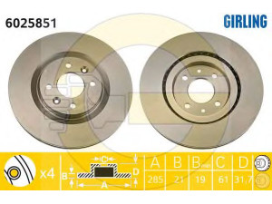 GIRLING 6025851 stabdžių diskas 
 Dviratė transporto priemonės -> Stabdžių sistema -> Stabdžių diskai / priedai
7700801086, 7700801213, 7701204299