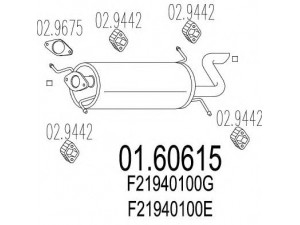 MTS 01.60615 galinis duslintuvas 
 Išmetimo sistema -> Duslintuvas
F21940100E, F21940100G