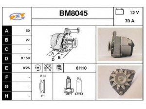 SNRA BM8045 kintamosios srovės generatorius 
 Elektros įranga -> Kint. sr. generatorius/dalys -> Kintamosios srovės generatorius
12311276139, 12311277219, 12311277504