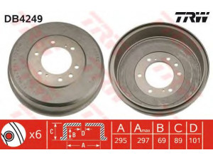 TRW DB4249 stabdžių būgnas 
 Stabdžių sistema -> Būgninis stabdys -> Stabdžių būgnas
432060W710, 432062S600, 43206VE800