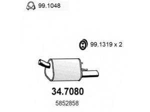 ASSO 34.7080 galinis duslintuvas 
 Išmetimo sistema -> Duslintuvas
5852083, 5852721, 5852858, 5852959