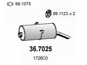 ASSO 36.7025 galinis duslintuvas 
 Išmetimo sistema -> Duslintuvas
1726C0, 1726C2, 1726S9, 1726T3