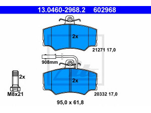 ATE 13.0460-2968.2 stabdžių trinkelių rinkinys, diskinis stabdys 
 Techninės priežiūros dalys -> Papildomas remontas
60765018, 60776098, 60778676