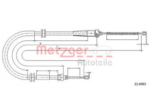 METZGER 11.6683 trosas, stovėjimo stabdys 
 Stabdžių sistema -> Valdymo svirtys/trosai
8200 935 172