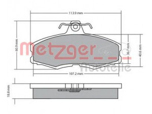 METZGER 1170286 stabdžių trinkelių rinkinys, diskinis stabdys 
 Techninės priežiūros dalys -> Papildomas remontas
004 532 247A, 115 430 261, 115 430 284