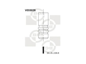 BGA V033028 įleidimo vožtuvas 
 Variklis -> Variklio uždegimo laiko reguliavimo kontrolė -> Vožtuvų eilė -> Vožtuvai/dalys
068109601C