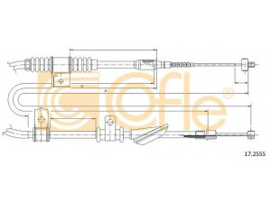 COFLE 17.2555 trosas, stovėjimo stabdys 
 Stabdžių sistema -> Valdymo svirtys/trosai
5977029301