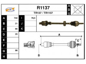 SNRA R1137 kardaninis velenas 
 Ratų pavara -> Kardaninis velenas
7700104724, 7700105612, 7700106016