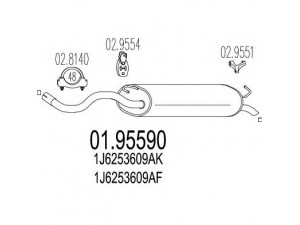 MTS 01.95590 galinis duslintuvas 
 Išmetimo sistema -> Duslintuvas
1J6253609AF, 1J6253609AK, 1J6253609AK