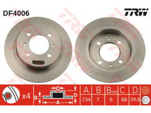 TRW DF4006 stabdžių diskas 
 Dviratė transporto priemonės -> Stabdžių sistema -> Stabdžių diskai / priedai
4320658Y01, 4320658Y02