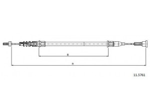 CABOR 11.5761 trosas, stovėjimo stabdys 
 Stabdžių sistema -> Valdymo svirtys/trosai
522446, 9191574