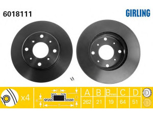 GIRLING 6018111 stabdžių diskas 
 Stabdžių sistema -> Diskinis stabdys -> Stabdžių diskas
45251SD4000, 45251SD4E00, GBD90833