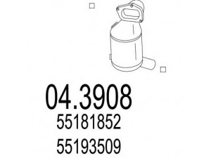 MTS 04.3908 katalizatoriaus keitiklis 
 Išmetimo sistema -> Katalizatoriaus keitiklis
55181852, 55193509, 55181852, 55193509