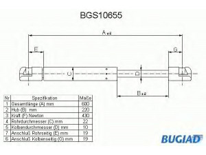 BUGIAD BGS10655 dujinė spyruoklė, bagažinė 
 Priedai -> Bagažinė/pakrovimo skyrius
51242491349, 51248230070