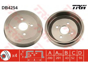 TRW DB4254 stabdžių būgnas 
 Stabdžių sistema -> Būgninis stabdys -> Stabdžių būgnas
4243152021, 4243152020, 4243152021
