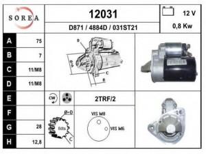 EAI 12031 starteris 
 Elektros įranga -> Starterio sistema -> Starteris
10455503