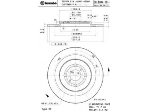 BREMBO 08.B044.10 stabdžių diskas 
 Stabdžių sistema -> Diskinis stabdys -> Stabdžių diskas
424310D060000, 424310D060