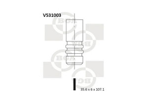 BGA V531003 įleidimo vožtuvas 
 Variklis -> Variklio uždegimo laiko reguliavimo kontrolė -> Vožtuvų eilė -> Vožtuvai/dalys
948.95, 949.95, 9624774280, 94895