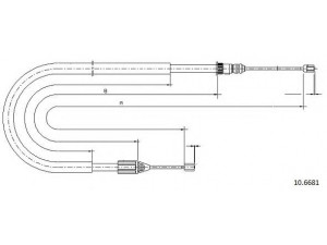 CABOR 10.6681 trosas, stovėjimo stabdys 
 Stabdžių sistema -> Valdymo svirtys/trosai
7700432013