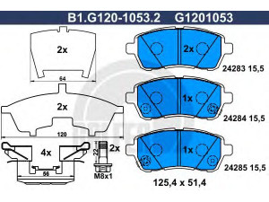 GALFER B1.G120-1053.2 stabdžių trinkelių rinkinys, diskinis stabdys 
 Techninės priežiūros dalys -> Papildomas remontas
04465-B1120-000, 04465-B1190-000