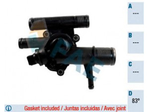 FAE 5323883 termostatas, aušinimo skystis 
 Aušinimo sistema -> Termostatas/tarpiklis -> Thermostat
11061-00QAB, 82 00 074 349, 82 00 674 369