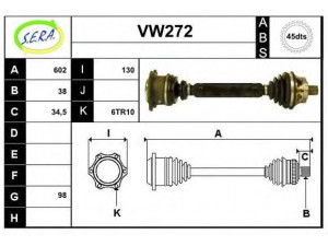 SERA VW272 kardaninis velenas 
 Ratų pavara -> Kardaninis velenas
8D0407271BB, 8D0407271AJ, 8D0407271DF